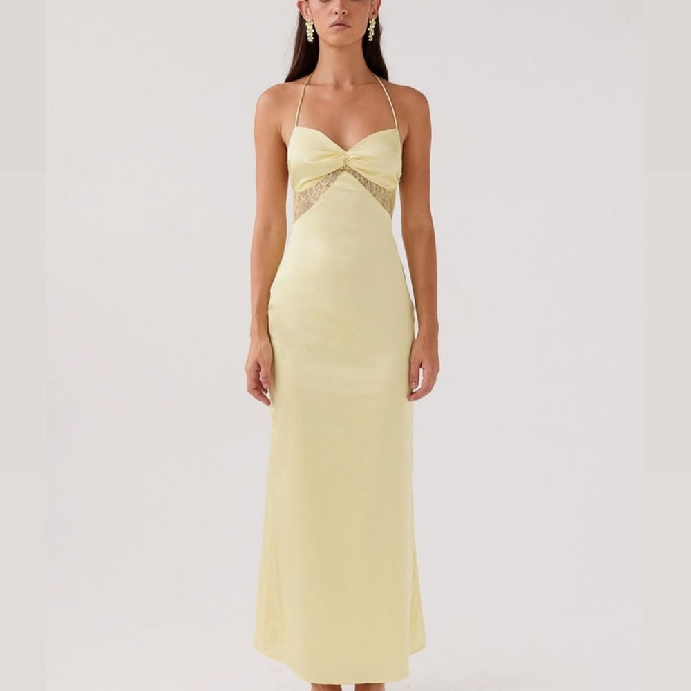 Peppermayo Light Yellow Backless Dress